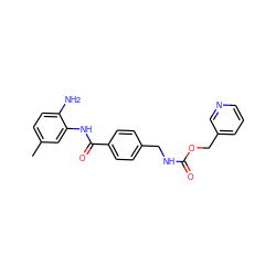 Cc1ccc(N)c(NC(=O)c2ccc(CNC(=O)OCc3cccnc3)cc2)c1 ZINC000013799543