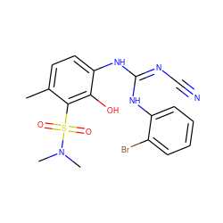 Cc1ccc(N/C(=N/C#N)Nc2ccccc2Br)c(O)c1S(=O)(=O)N(C)C ZINC000036143844