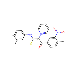 Cc1ccc(N/C(S)=C(/C(=O)c2ccc(C)c([N+](=O)[O-])c2)[n+]2ccccc2)cc1C ZINC000013081309