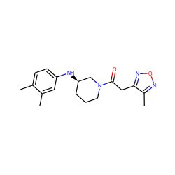 Cc1ccc(N[C@@H]2CCCN(C(=O)Cc3nonc3C)C2)cc1C ZINC000012439356