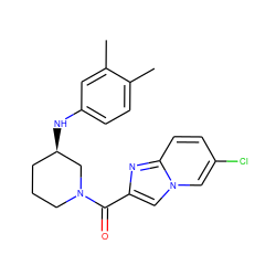 Cc1ccc(N[C@@H]2CCCN(C(=O)c3cn4cc(Cl)ccc4n3)C2)cc1C ZINC000012433741