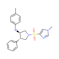 Cc1ccc(N[C@H]2CN(S(=O)(=O)c3cn(C)cn3)C[C@@H]2c2ccccc2)cc1 ZINC000225875907