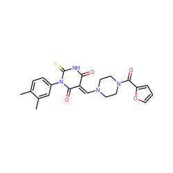 Cc1ccc(N2C(=O)/C(=C/N3CCN(C(=O)c4ccco4)CC3)C(=O)NC2=S)cc1C ZINC000101702541