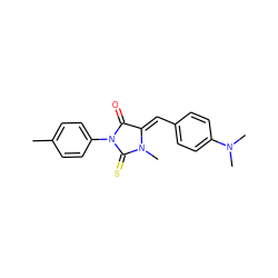 Cc1ccc(N2C(=O)/C(=C/c3ccc(N(C)C)cc3)N(C)C2=S)cc1 ZINC000653822697