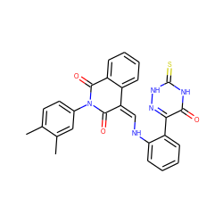 Cc1ccc(N2C(=O)/C(=C\Nc3ccccc3-c3n[nH]c(=S)[nH]c3=O)c3ccccc3C2=O)cc1C ZINC000018178848