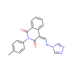 Cc1ccc(N2C(=O)/C(=C\Nn3cnnc3)c3ccccc3C2=O)cc1 ZINC000100496851