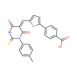 Cc1ccc(N2C(=O)/C(=C\c3ccc(-c4ccc(C(=O)O)cc4)o3)C(=O)NC2=S)cc1 ZINC000009310860