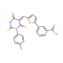 Cc1ccc(N2C(=O)/C(=C\c3ccc(-c4cccc(C(=O)O)c4)o3)C(=O)NC2=S)cc1 ZINC000008749102