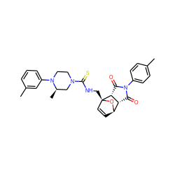 Cc1ccc(N2C(=O)[C@@H]3[C@H]4C=C[C@@](CNC(=S)N5CCN(c6cccc(C)c6)[C@H](C)C5)(O4)[C@@H]3C2=O)cc1 ZINC000104767193