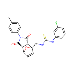 Cc1ccc(N2C(=O)[C@H]3[C@H](C2=O)[C@@]2(CNC(=S)Nc4cccc(Cl)c4)C=C[C@H]3O2)cc1 ZINC000104771871