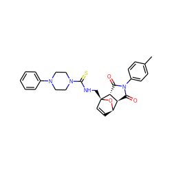 Cc1ccc(N2C(=O)[C@H]3[C@H]4C=C[C@@](CNC(=S)N5CCN(c6ccccc6)CC5)(O4)[C@@H]3C2=O)cc1 ZINC000104767184