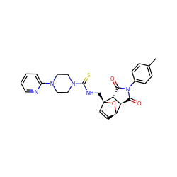 Cc1ccc(N2C(=O)[C@H]3[C@H]4C=C[C@@](CNC(=S)N5CCN(c6ccccn6)CC5)(O4)[C@@H]3C2=O)cc1 ZINC000104767199