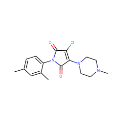 Cc1ccc(N2C(=O)C(Cl)=C(N3CCN(C)CC3)C2=O)c(C)c1 ZINC000019791607