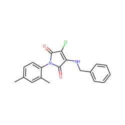 Cc1ccc(N2C(=O)C(Cl)=C(NCc3ccccc3)C2=O)c(C)c1 ZINC000004635022