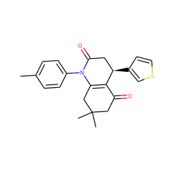 Cc1ccc(N2C(=O)C[C@@H](c3ccsc3)C3=C2CC(C)(C)CC3=O)cc1 ZINC000001080624