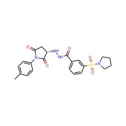 Cc1ccc(N2C(=O)C[C@H](NNC(=O)c3cccc(S(=O)(=O)N4CCCC4)c3)C2=O)cc1 ZINC000002656256