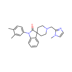 Cc1ccc(N2C(=O)C3(CCN(Cc4nccn4C)CC3)c3ccccc32)cc1C ZINC000084710733