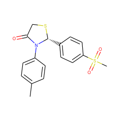 Cc1ccc(N2C(=O)CS[C@@H]2c2ccc(S(C)(=O)=O)cc2)cc1 ZINC000028955026