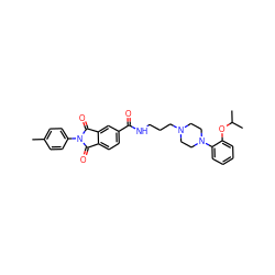 Cc1ccc(N2C(=O)c3ccc(C(=O)NCCCN4CCN(c5ccccc5OC(C)C)CC4)cc3C2=O)cc1 ZINC000026277090