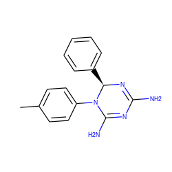 Cc1ccc(N2C(N)=NC(N)=N[C@@H]2c2ccccc2)cc1 ZINC000003076473