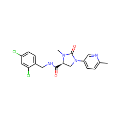 Cc1ccc(N2C[C@@H](C(=O)NCc3ccc(Cl)cc3Cl)N(C)C2=O)cn1 ZINC000095565549