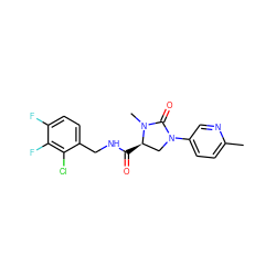 Cc1ccc(N2C[C@@H](C(=O)NCc3ccc(F)c(F)c3Cl)N(C)C2=O)cn1 ZINC000095565718