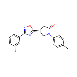 Cc1ccc(N2C[C@@H](c3nc(-c4cccc(C)c4)no3)CC2=O)cc1 ZINC000012416148