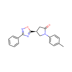 Cc1ccc(N2C[C@@H](c3nc(-c4ccccc4)no3)CC2=O)cc1 ZINC000012416144