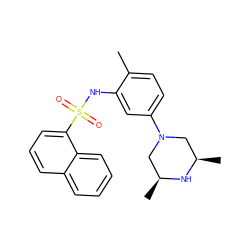 Cc1ccc(N2C[C@H](C)N[C@H](C)C2)cc1NS(=O)(=O)c1cccc2ccccc12 ZINC000095598529