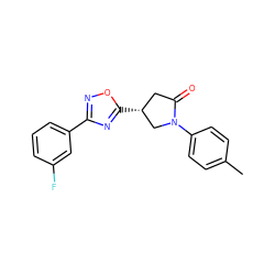 Cc1ccc(N2C[C@H](c3nc(-c4cccc(F)c4)no3)CC2=O)cc1 ZINC000044435042