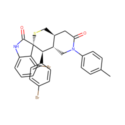 Cc1ccc(N2C[C@H]3[C@@H](CS[C@]4(C(=O)Nc5cccc(Br)c54)[C@@H]3c3ccc(Br)cc3)CC2=O)cc1 ZINC001772650964