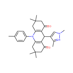 Cc1ccc(N2C3=C(C(=O)CC(C)(C)C3)C(c3cn(C)nc3C)C3=C2CC(C)(C)CC3=O)cc1 ZINC000000872096