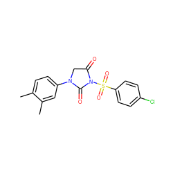 Cc1ccc(N2CC(=O)N(S(=O)(=O)c3ccc(Cl)cc3)C2=O)cc1C ZINC000013763632