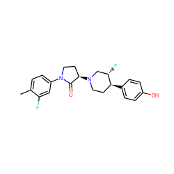 Cc1ccc(N2CC[C@@H](N3CC[C@H](c4ccc(O)cc4)[C@@H](F)C3)C2=O)cc1F ZINC001772610943