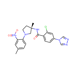 Cc1ccc(N2CC[C@](C)(NC(=O)c3ccc(-n4cnnc4)cc3Cl)C2)c([N+](=O)[O-])c1 ZINC001772580380