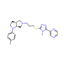 Cc1ccc(N2CC[C@H]3CN(CCCSc4nnc(-c5cnccn5)n4C)C[C@H]32)cc1 ZINC000653723354