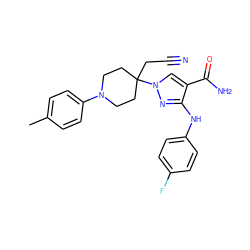 Cc1ccc(N2CCC(CC#N)(n3cc(C(N)=O)c(Nc4ccc(F)cc4)n3)CC2)cc1 ZINC000204951256