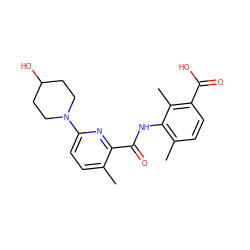 Cc1ccc(N2CCC(O)CC2)nc1C(=O)Nc1c(C)ccc(C(=O)O)c1C ZINC000216498990