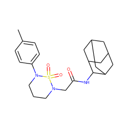 Cc1ccc(N2CCCN(CC(=O)NC3C4CC5CC(C4)CC3C5)S2(=O)=O)cc1 ZINC000218849337