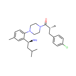 Cc1ccc(N2CCN(C(=O)[C@H](C)Cc3ccc(Cl)cc3)CC2)c([C@@H](N)CC(C)C)c1 ZINC000034892377