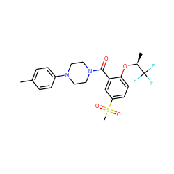 Cc1ccc(N2CCN(C(=O)c3cc(S(C)(=O)=O)ccc3O[C@@H](C)C(F)(F)F)CC2)cc1 ZINC000053298448