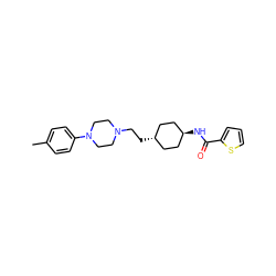 Cc1ccc(N2CCN(CC[C@H]3CC[C@H](NC(=O)c4cccs4)CC3)CC2)cc1 ZINC000261169677