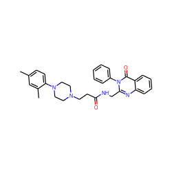 Cc1ccc(N2CCN(CCC(=O)NCc3nc4ccccc4c(=O)n3-c3ccccc3)CC2)c(C)c1 ZINC000029123567