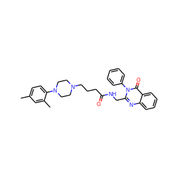 Cc1ccc(N2CCN(CCCC(=O)NCc3nc4ccccc4c(=O)n3-c3ccccc3)CC2)c(C)c1 ZINC000029123432