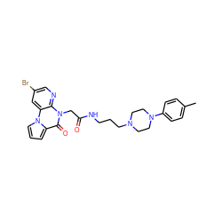 Cc1ccc(N2CCN(CCCNC(=O)Cn3c(=O)c4cccn4c4cc(Br)cnc43)CC2)cc1 ZINC000066129085