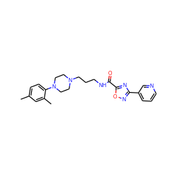 Cc1ccc(N2CCN(CCCNC(=O)c3nc(-c4cccnc4)no3)CC2)c(C)c1 ZINC000029043280