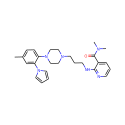 Cc1ccc(N2CCN(CCCNc3ncccc3C(=O)N(C)C)CC2)c(-n2cccc2)c1 ZINC000013764568