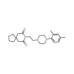 Cc1ccc(N2CCN(CCN3C(=O)CC4(CCCC4)CC3=O)CC2)c(C)c1 ZINC000013560117