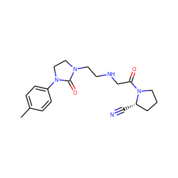 Cc1ccc(N2CCN(CCNCC(=O)N3CCC[C@@H]3C#N)C2=O)cc1 ZINC000043066113