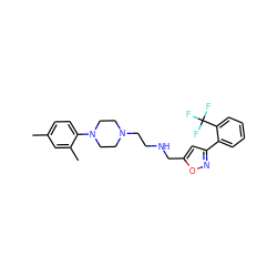 Cc1ccc(N2CCN(CCNCc3cc(-c4ccccc4C(F)(F)F)no3)CC2)c(C)c1 ZINC000028641020